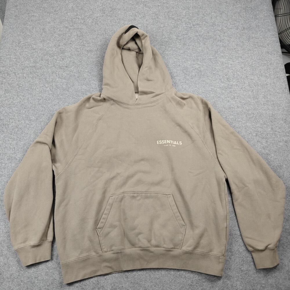 Essentials Hoodie Mens XL Beige Fear Of God Pullover Lined Heavyweight Logo